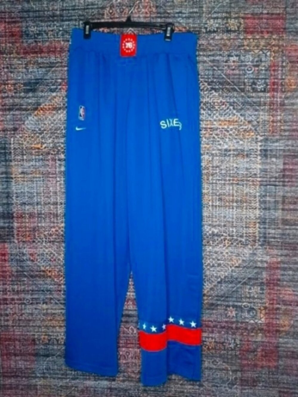 Vintage Nike men Philadelphia 76ers retro sewn snap NBA warm up pants XXLx34 EUC